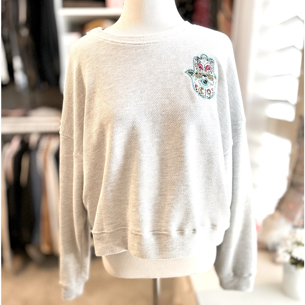 Gray Zen Patch Top Small